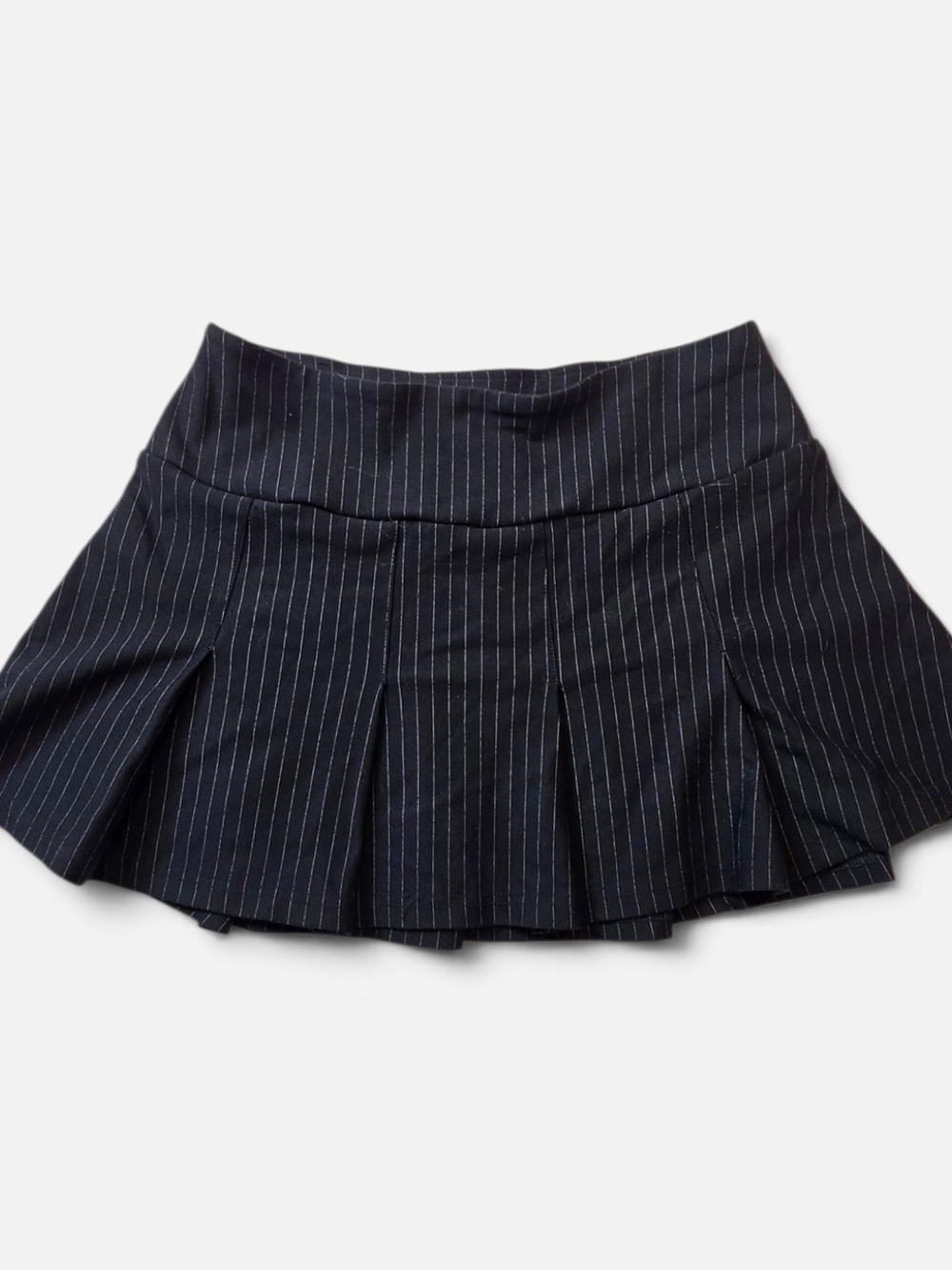 Blenca Black Pinstripe Pleated Micro Mini Skirt Y2K Office Siren Size M